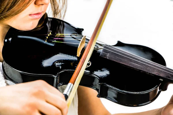 Girl With Black Violin — Stock Photo, Image