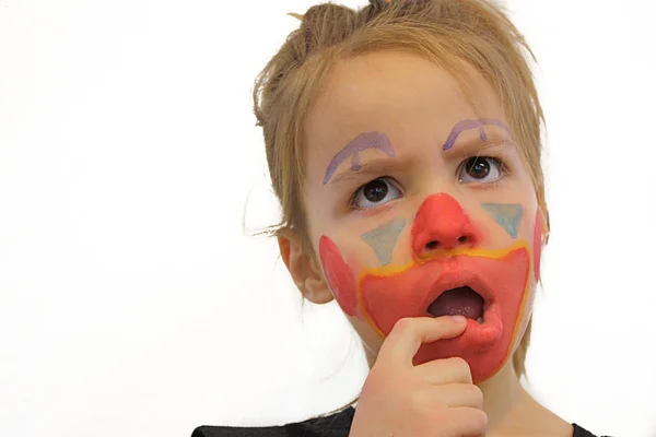 Little Girl With Clown Makeup — Stock Photo, Image