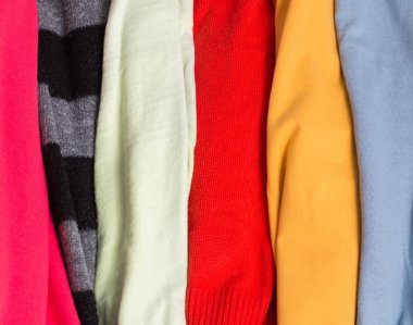 Birçok renkli kumaş bez doku desenleri ile