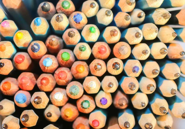 The Leads of Many Bright Colored Pencils — Stock Photo, Image