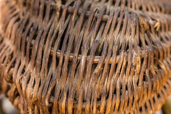 Basket of wicker or rattan or bamboo material for  texture or background. — Stock Photo, Image