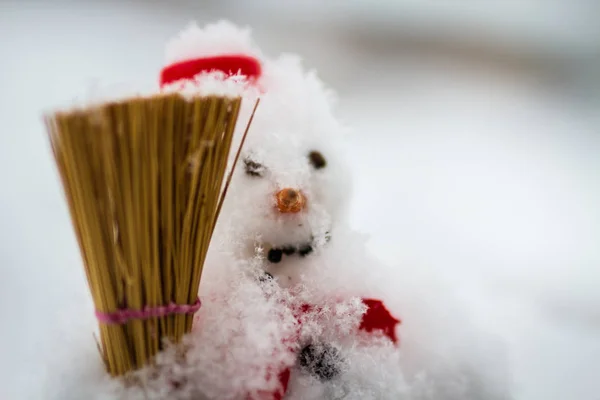 Snowman Standing Winter Landscape — Stock Photo, Image