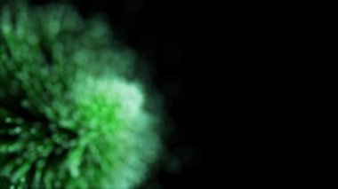 Yeşil parçacıklar sığ alan derinliği arka plan