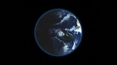 Gerçekçi dünya yıldız döngü ile siyah uzay arka plan üzerinde döner. Küre sorunsuz döngü doğru rotasyon ile çerçeve içinde ortalanır.