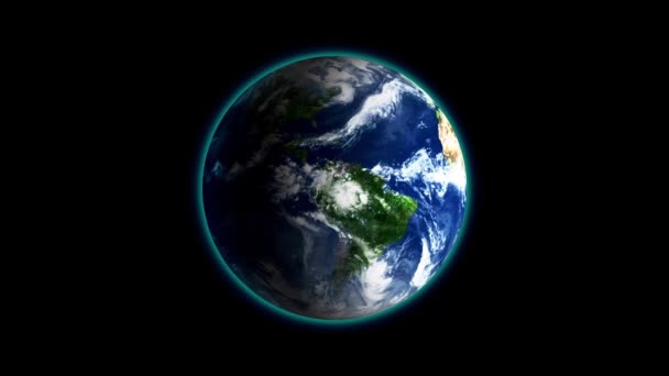 Realistic Earth Rotating on black background Loop . Globe is centered in frame, with correct rotation in seamless loop. — Stock Video