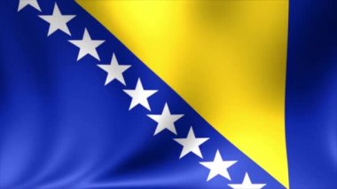 Bosna-Hersek Bayrağı. Arka plan Kusursuz Döngüleme Animasyonu. 4K Yüksek Çözünürlüklü Video.