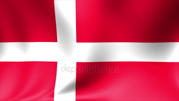 Bandiera della Danimarca. Sfondo senza soluzione di continuità Looping Animazione. Video ad alta definizione 4K . — Video Stock