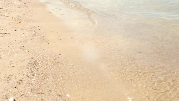 Хвилі біжать до піску 4k — стокове відео