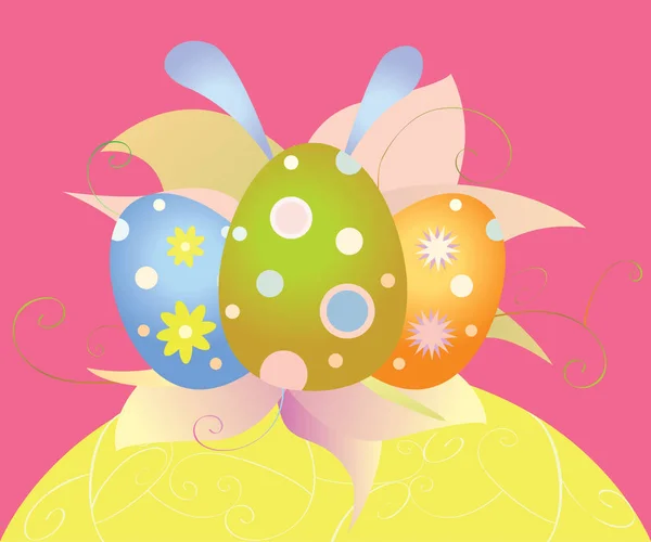 Cartão de Páscoa com ovos e flores —  Vetores de Stock