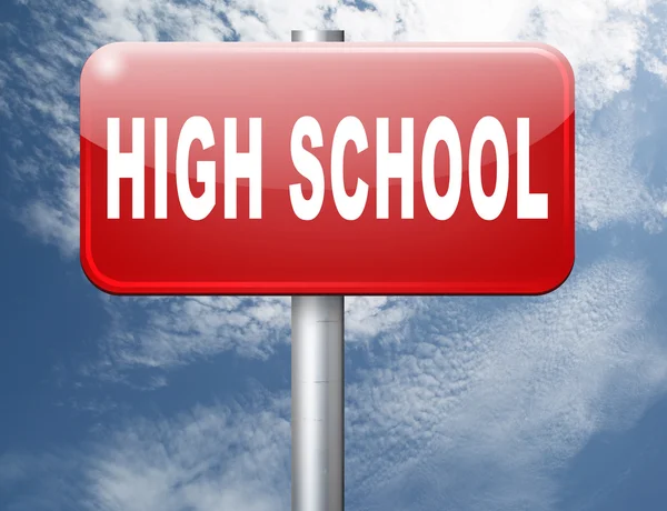 High school  text on sign — Stock Photo, Image
