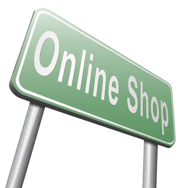 Online-Shop Straßenschild, Werbetafel — Stockfoto