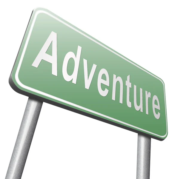 Adventure road sign, billboard — Stockfoto