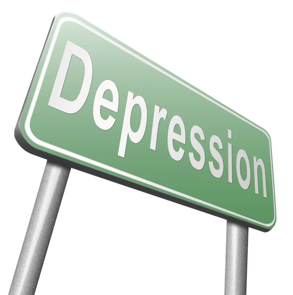 Señal de tráfico de depresión, cartelera —  Fotos de Stock