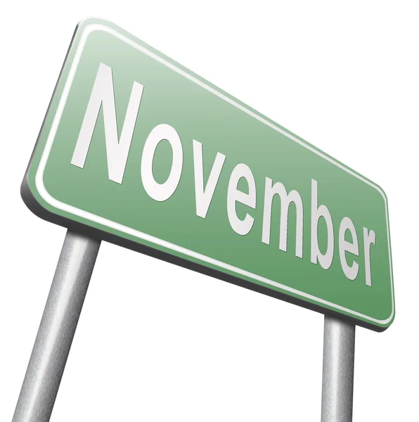 Ноябрь дорожный знак, рекламный щит — стоковое фото