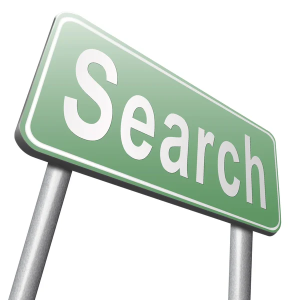 Señal de tráfico de búsqueda, valla publicitaria — Foto de Stock