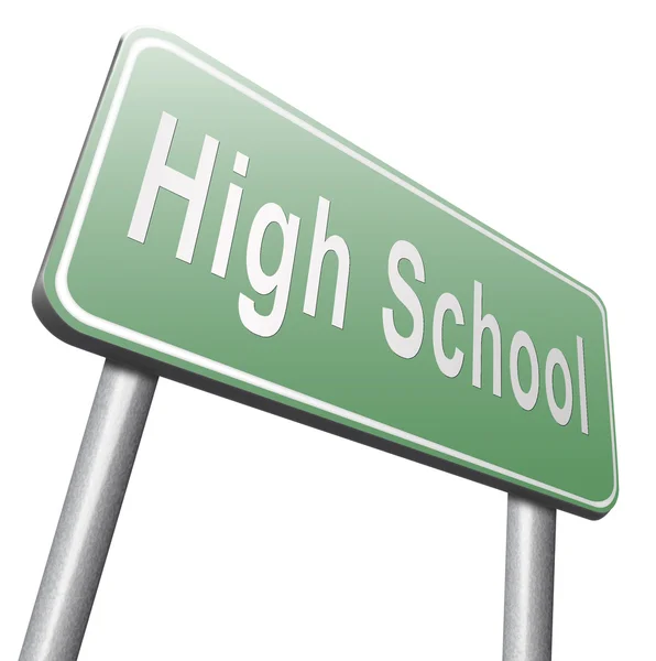 High school road sign, billboard — Φωτογραφία Αρχείου