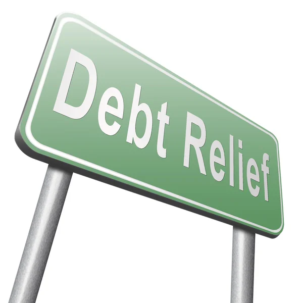 Debt relief road sign, billboard — Stockfoto