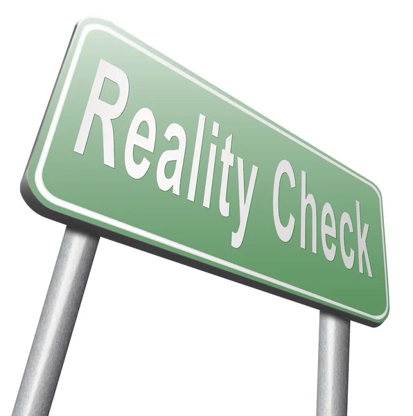 Reality check road sign, billboard — Stock Photo, Image