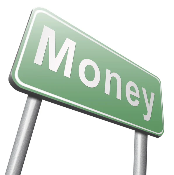 Geld Straßenschild, Werbetafel — Stockfoto