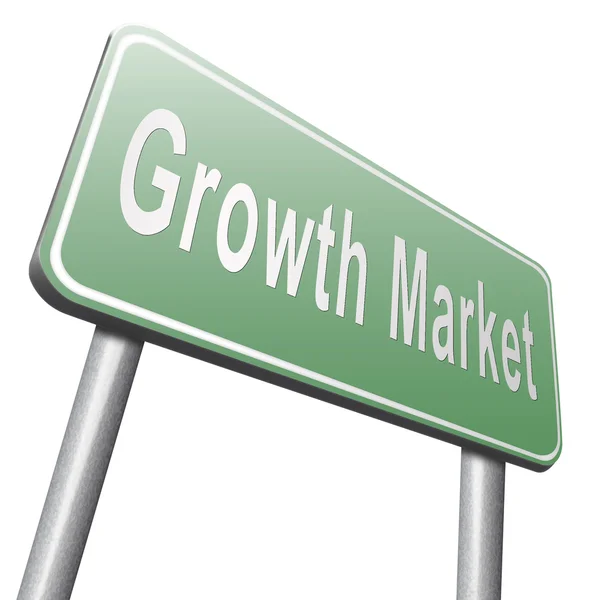 Growth market road sign, billboard — Stock Photo, Image