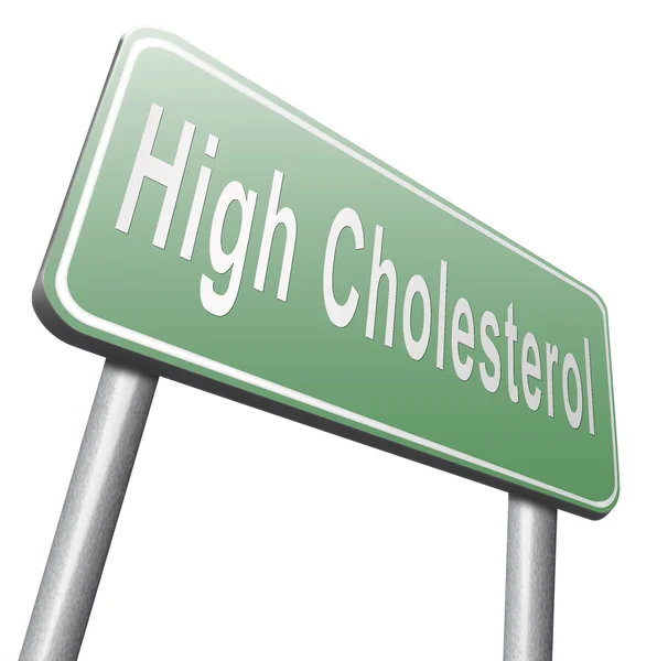 Znak drogowy wysoki poziom cholesterolu, billboard — Zdjęcie stockowe