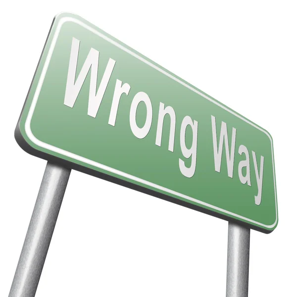 Wrong way road sign, billboard — Stock Photo, Image