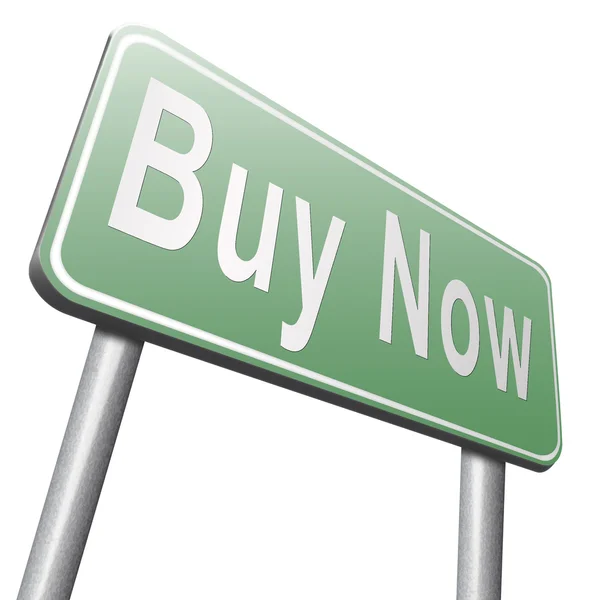 Buy now road sign, billboard — Stock Photo, Image