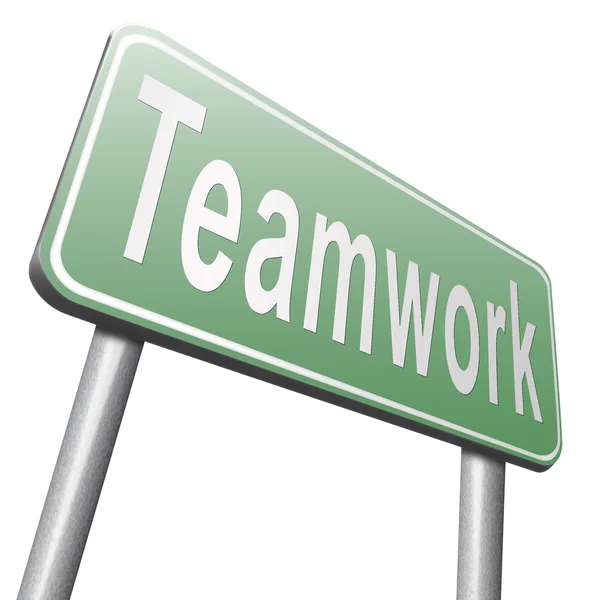 Teamwork road sign, billboard — Stock Photo, Image