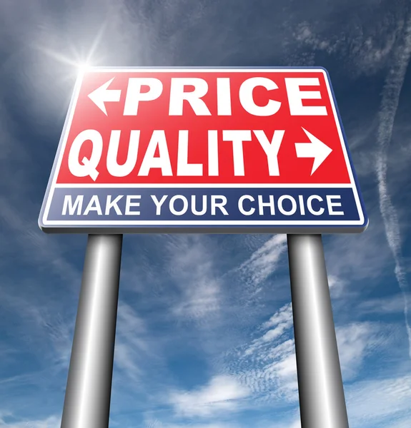 Quality and  price road sign — ストック写真