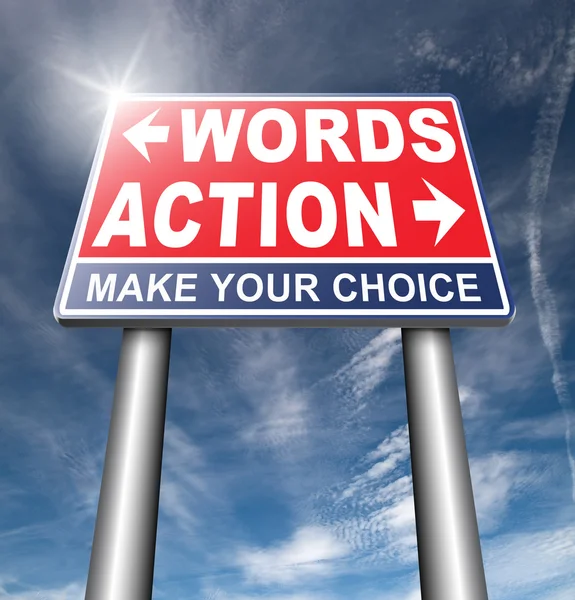 Action or words road sign — Stock Photo, Image