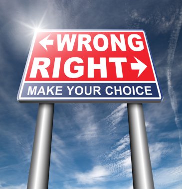 rigth or wrong road sign clipart