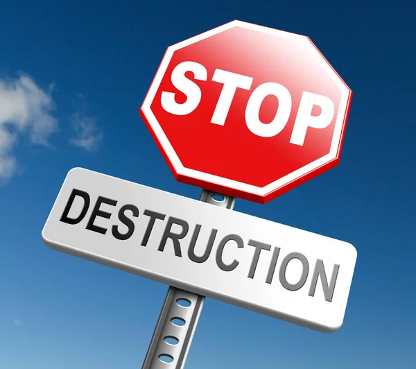Značka stop destrukce — Stock fotografie