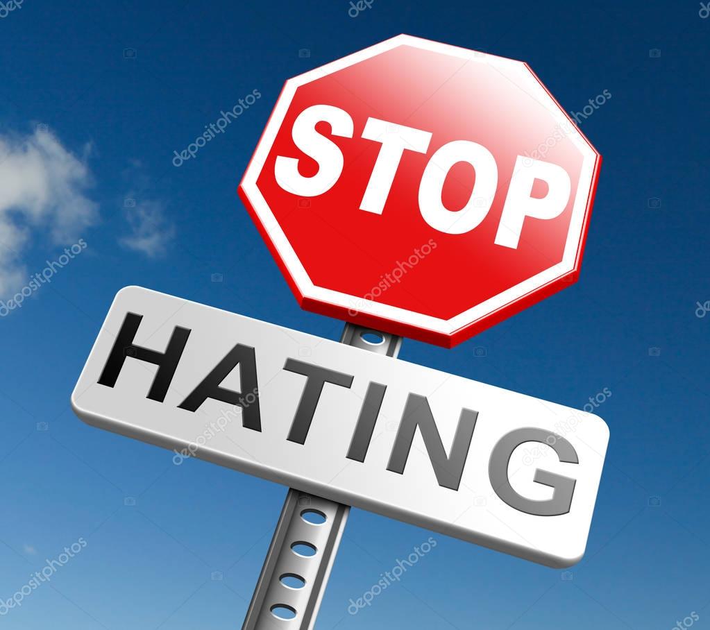 no hate stop sign