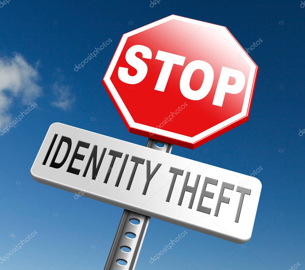 Stop identity theft sign