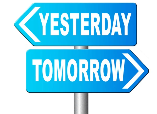 Yesterday tomorrow road sign 3D illustration — Stock Photo, Image