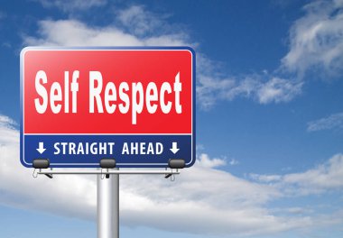 Kendi kendine yol işaret bulutlu gökyüzü arka plan karşı saygı