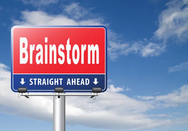 Brainstorm Road Sign Cloudy Sky Background — Stock Photo, Image