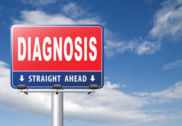 Diagnosis Road Sign Cloudy Sky Background — Stock Photo, Image