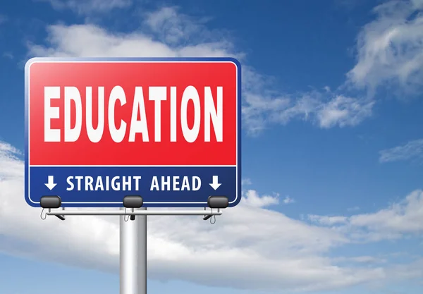Education Road Sign Cloudy Sky Background — Stock Photo, Image
