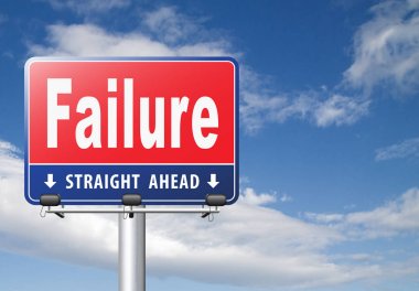 Başarısızlık yol işaret bulutlu gökyüzü arka plan