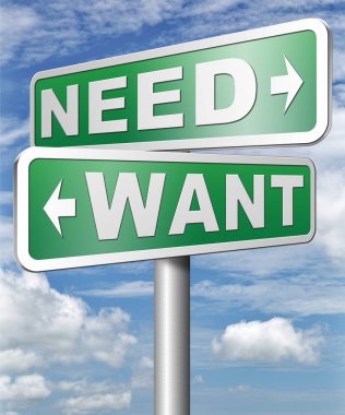 Want or need sign boards against cloudy sky background clipart