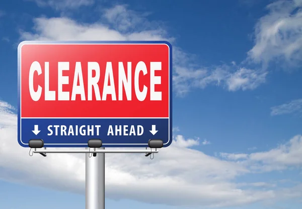 Clearance Road Sign Cloudy Sky Background — Stock Photo, Image