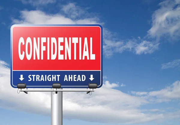 Confidential Road Sign Cloudy Sky Background — Stock Photo, Image