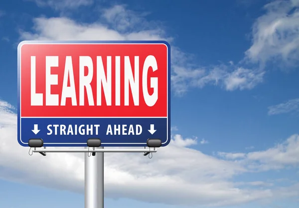 Learning Road Sign Cloudy Sky Background — Stock Photo, Image