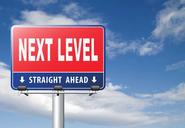 Next Level Road Sign Cloudy Sky Background — Stock Photo, Image