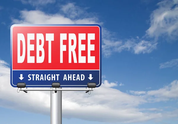 Debt Free Road Sign Cloudy Sky Background — Stock Photo, Image