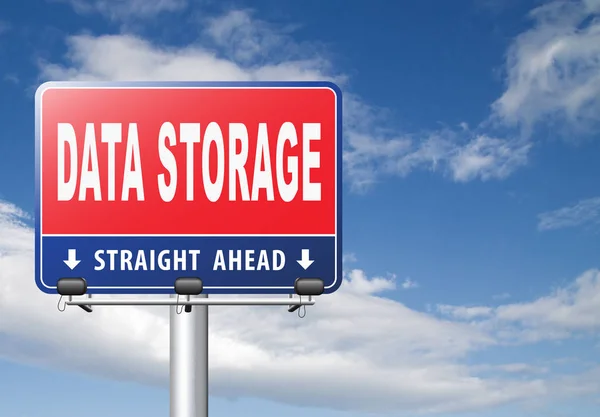 Data Storage Road Sign Cloudy Sky Background — Stock Photo, Image