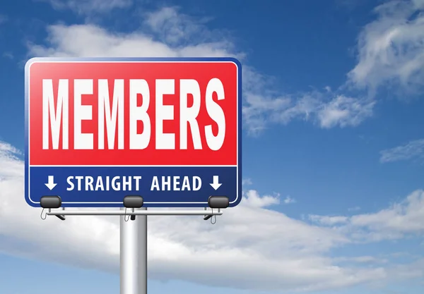 Members Road Sign Cloudy Sky Background — Stock Photo, Image