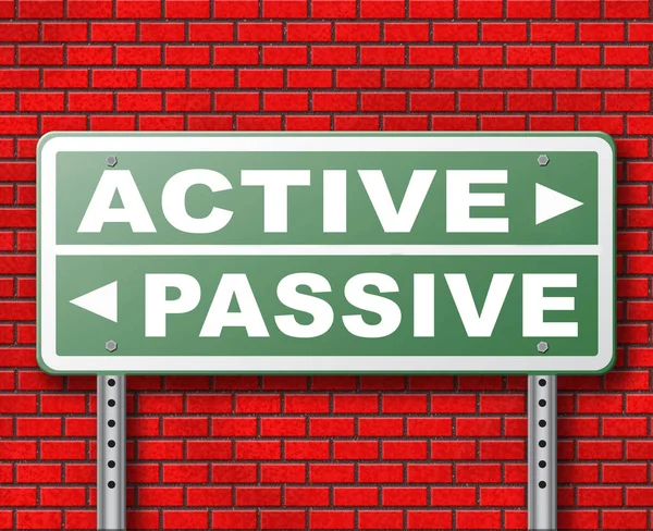 Actieve Passieve Verkeersbord Bakstenen Muur Achtergrond — Stockfoto