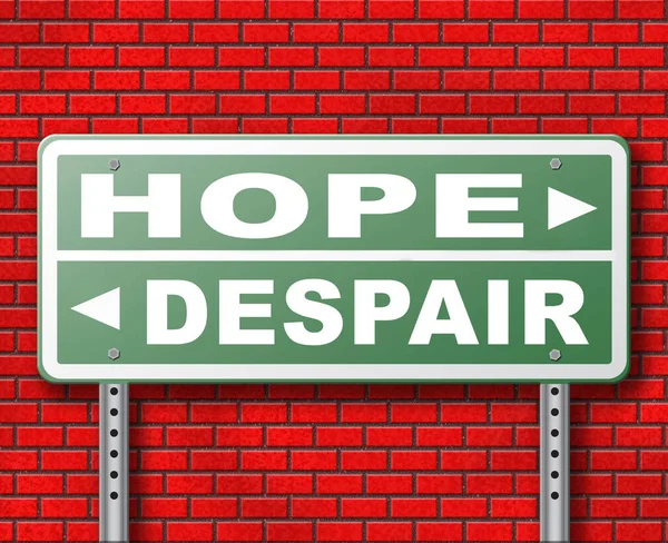 Hoffnung Oder Verzweiflung Straßenschild Auf Backsteinmauer Hintergrund — Stockfoto